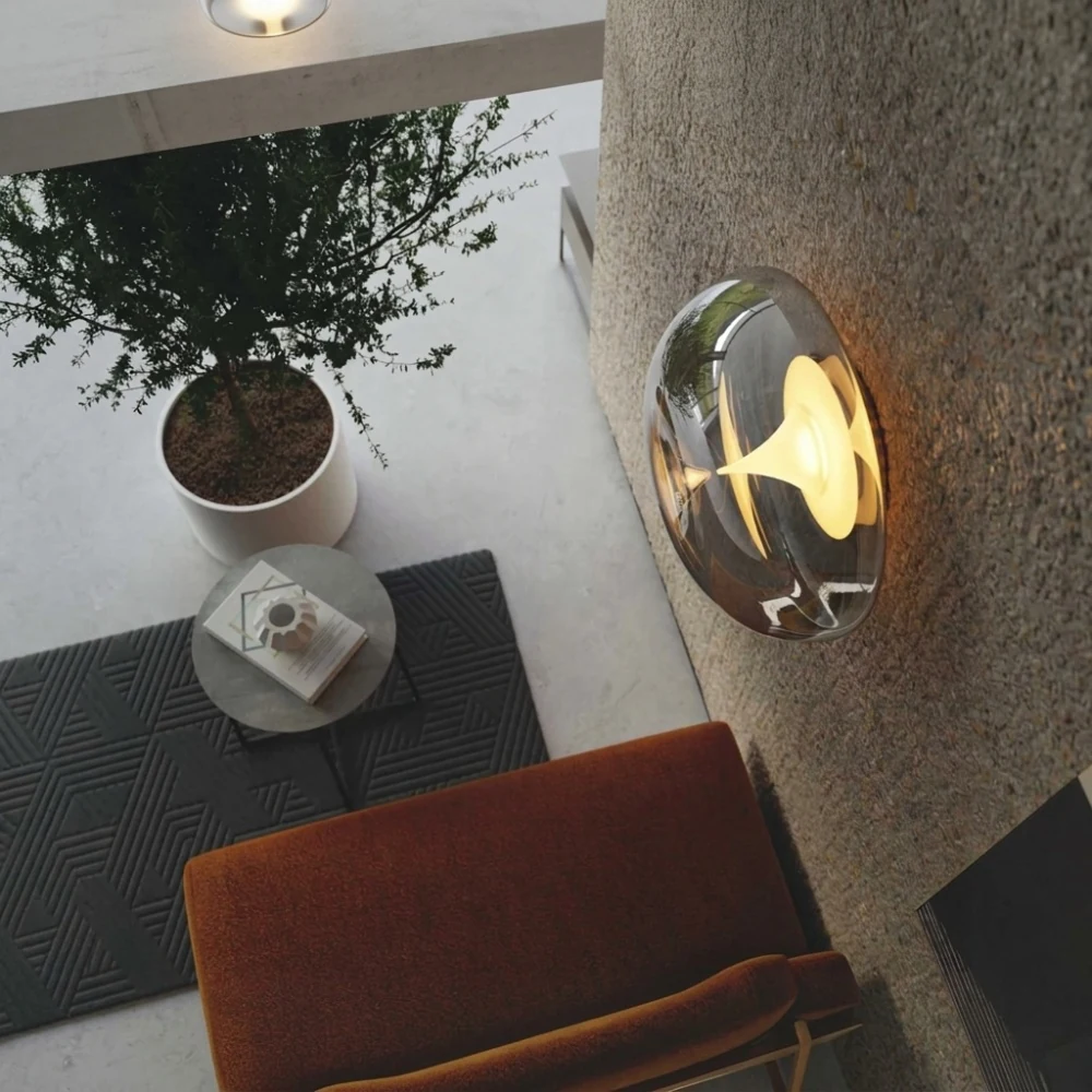 Smoked Glass Pebble Wall Sconce detail