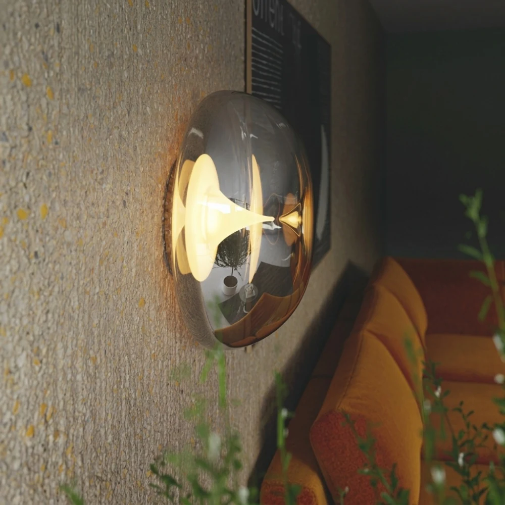 Smoked Glass Pebble Wall Sconce detail