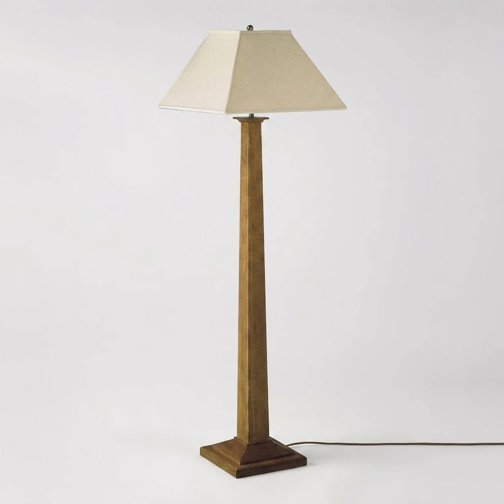 Square Tapered Wood Floor Lamp