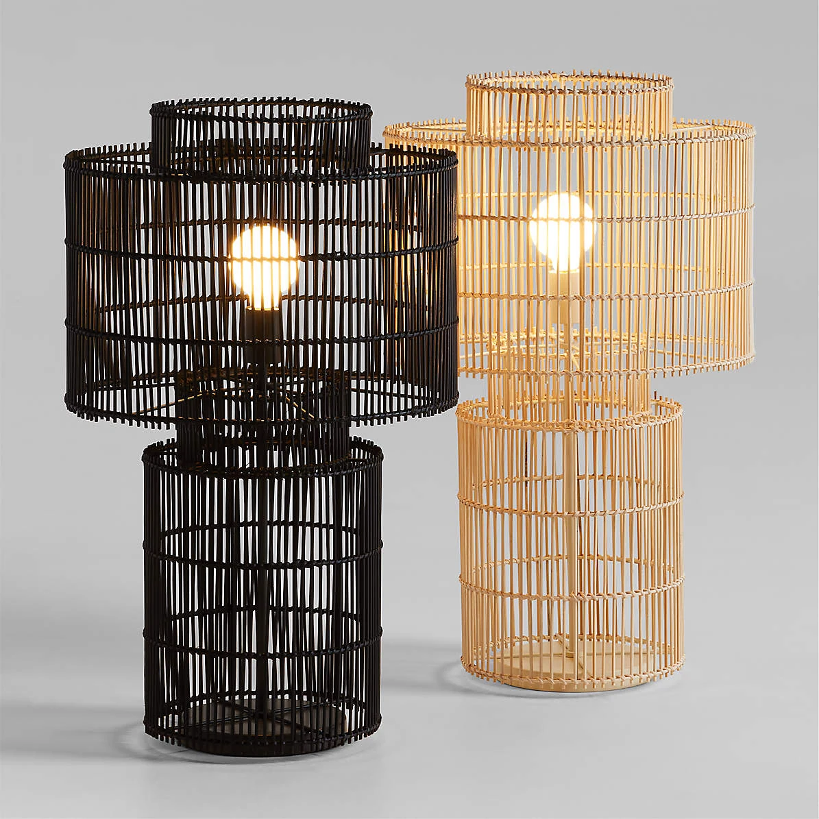 Stacked Rattan Floor Lamp