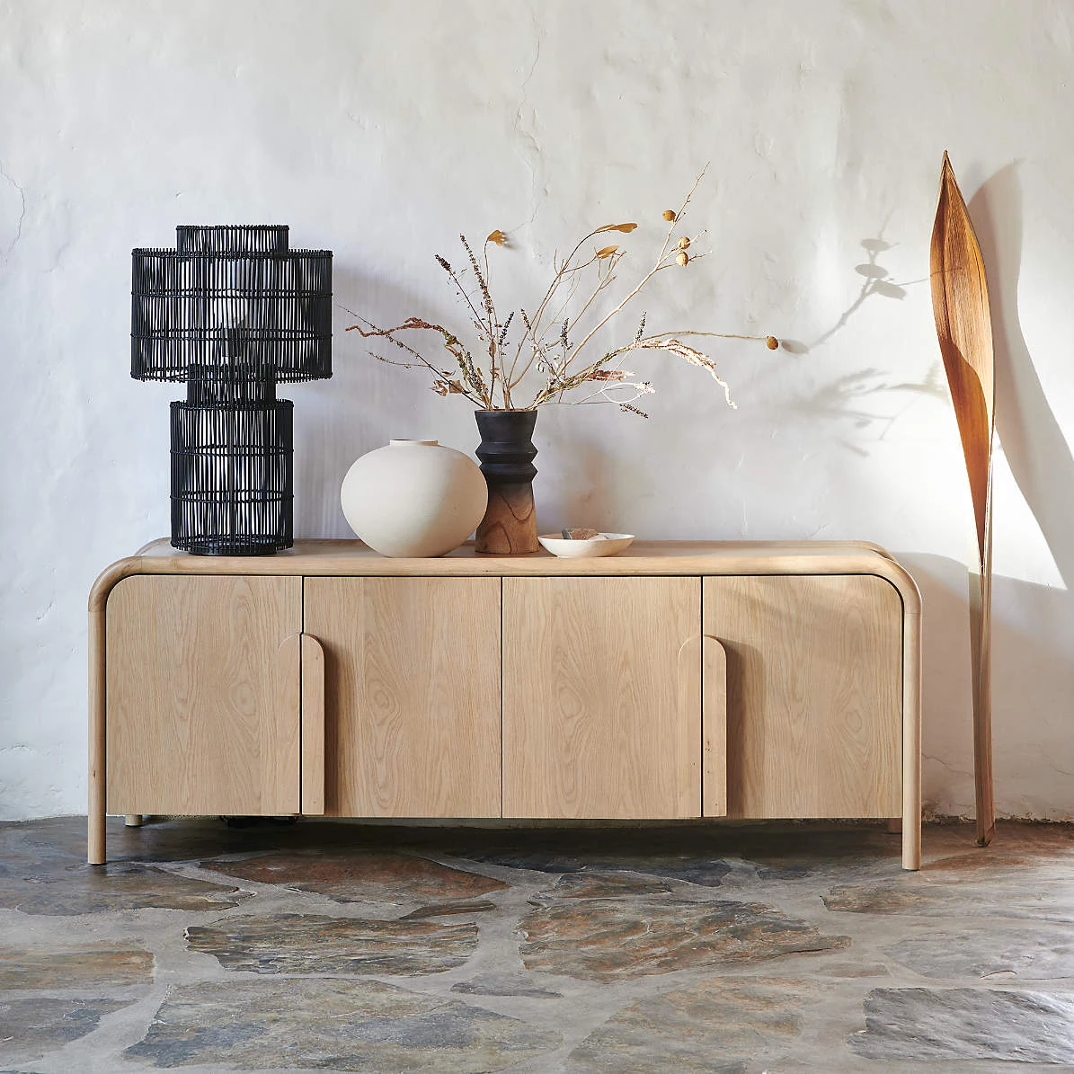 Stacked Rattan Floor Lamp detail