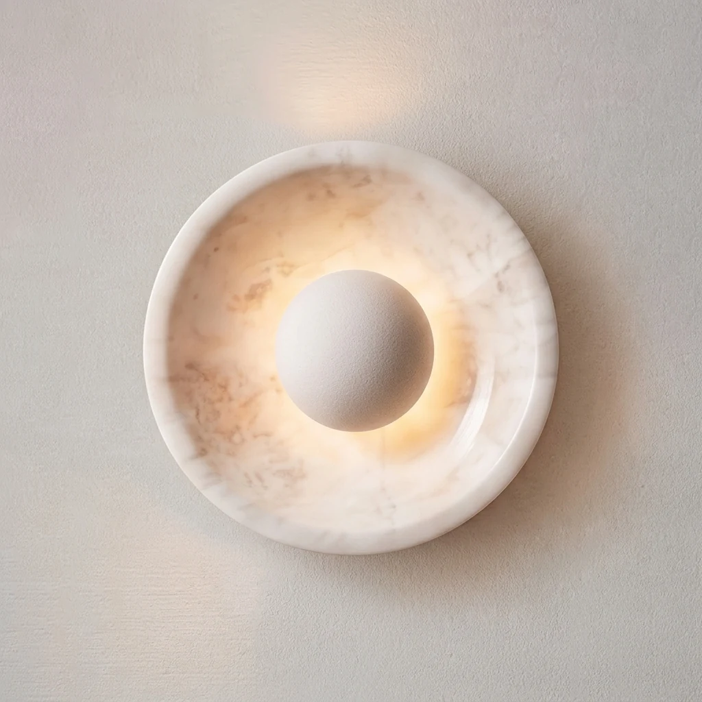 Stone Basin & Globe Wall Sconce detail