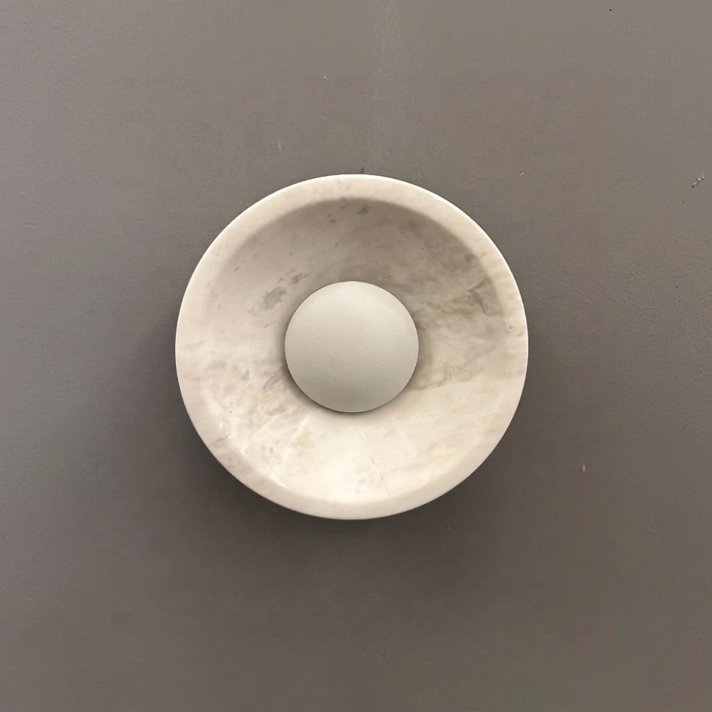 Stone Basin & Globe Wall Sconce detail