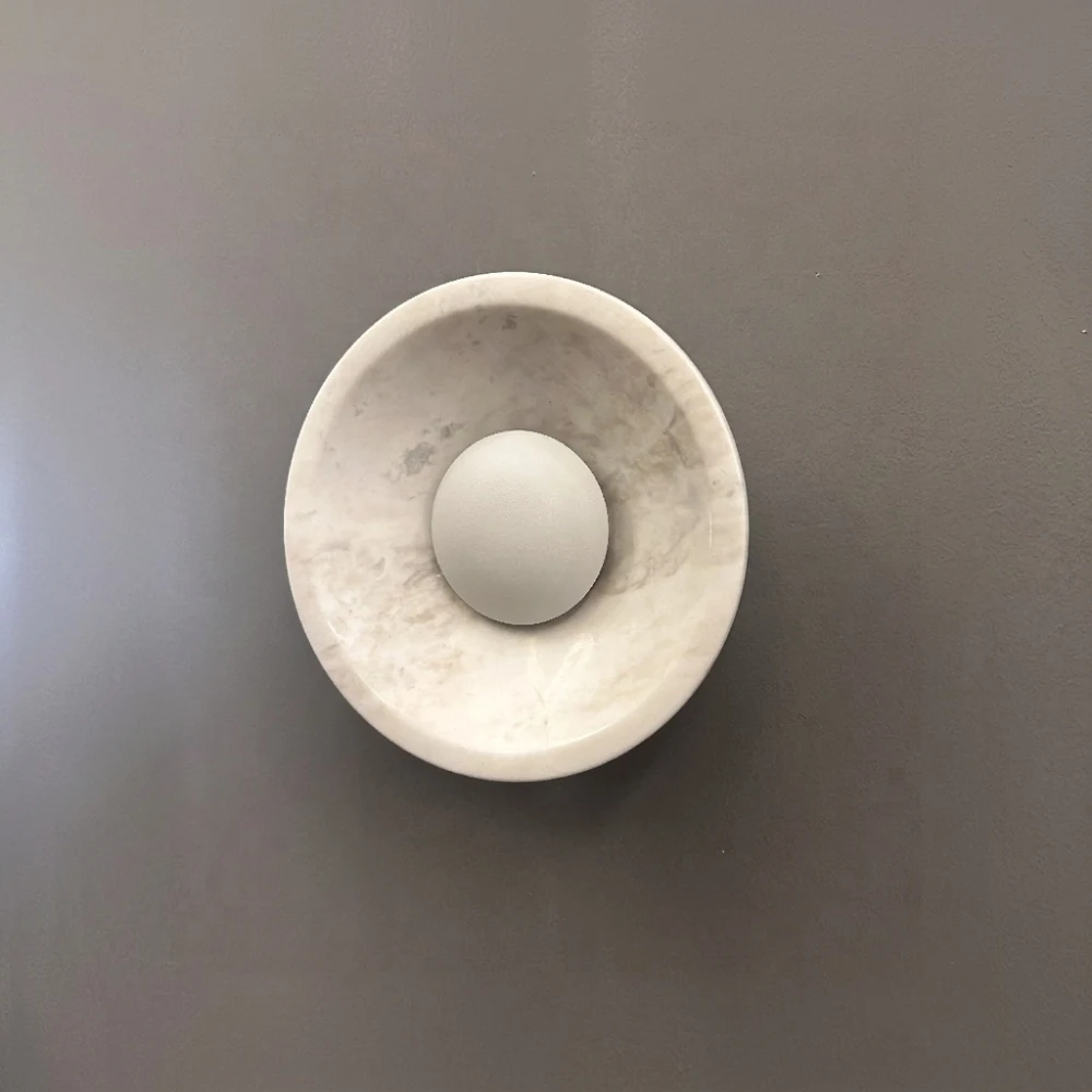 Stone Basin & Globe Wall Sconce detail