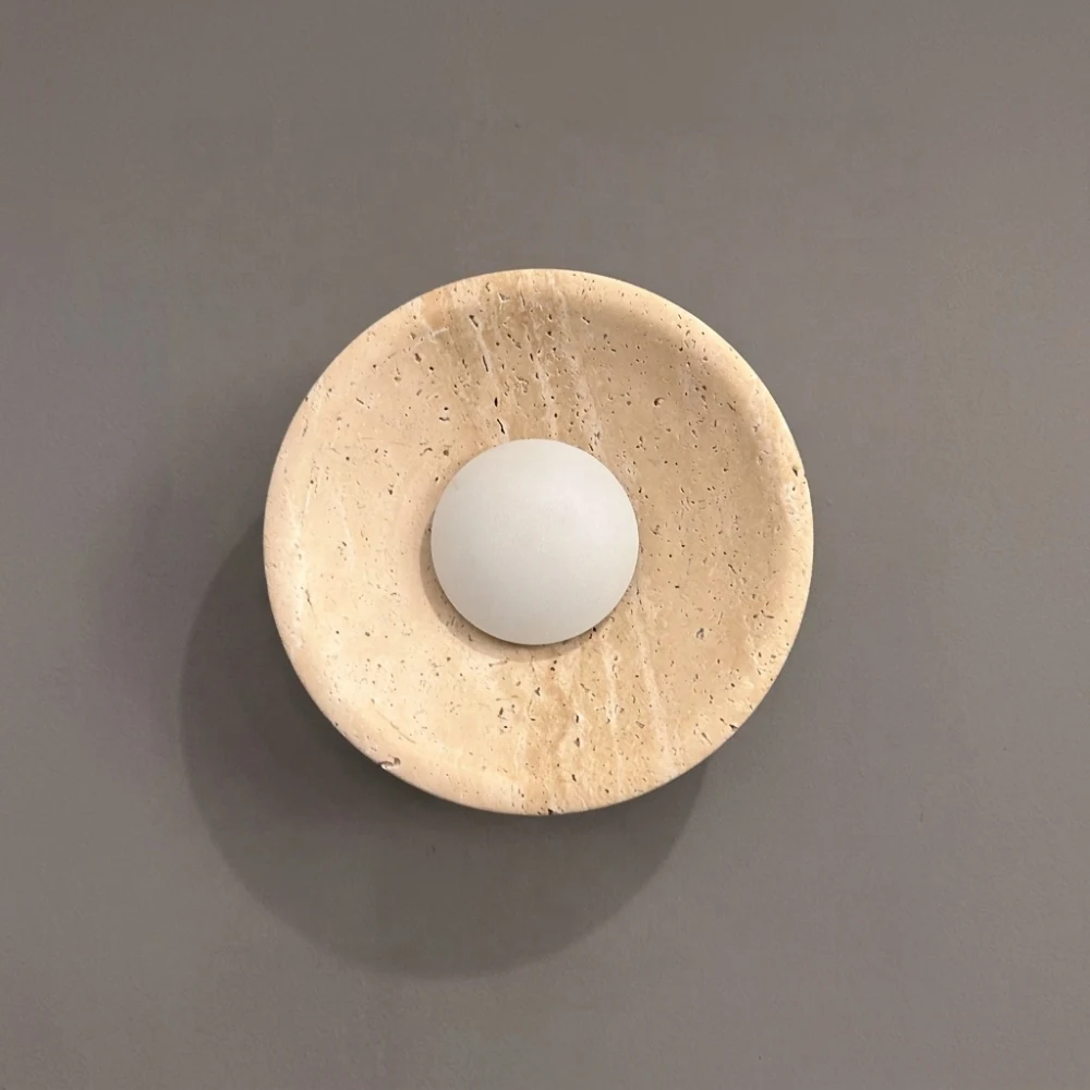 Stone Basin & Globe Wall Sconce detail