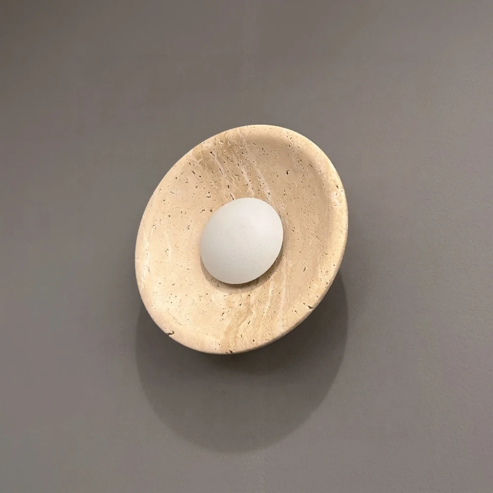 Stone Basin & Globe Wall Sconce detail