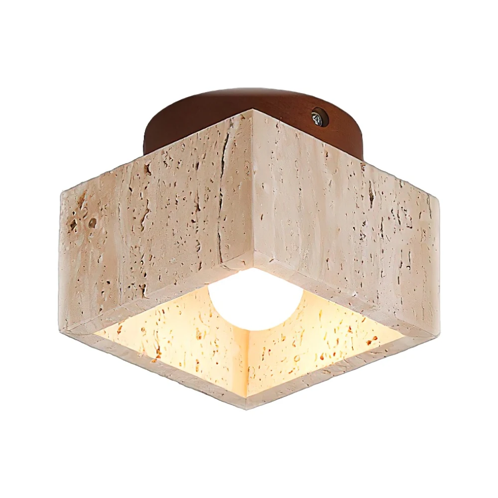 Travertine Accent Flush Mount Ceiling Light detail