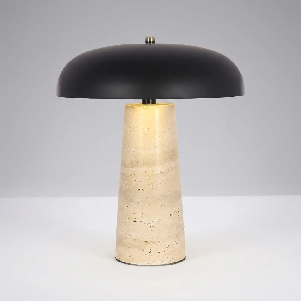 Travertine Base Dome Table Lamp