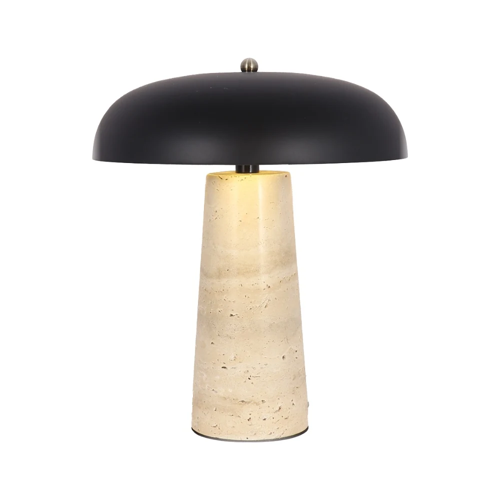 Travertine Base Dome Table Lamp detail