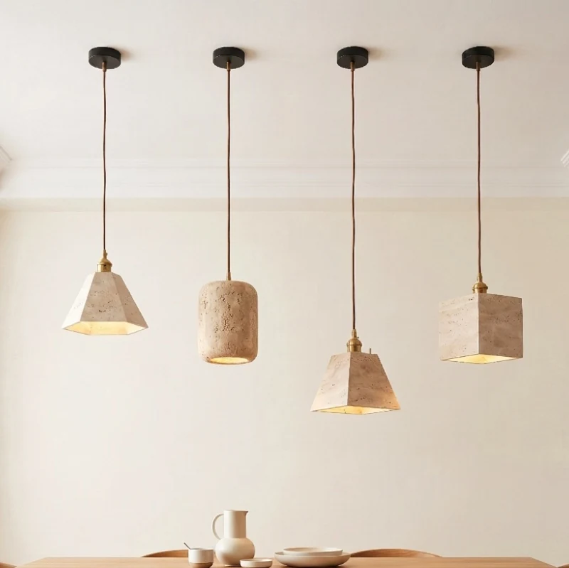 Travertine Geometric Pendant Light