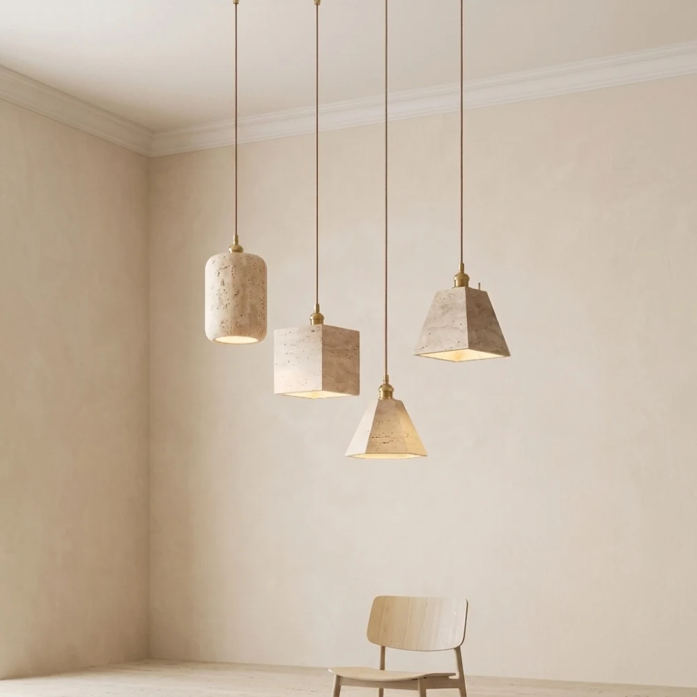 Travertine Geometric Pendant Light detail