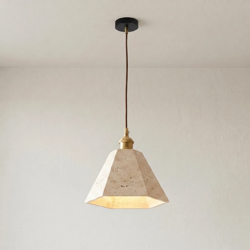 Travertine Geometric Pendant Light detail