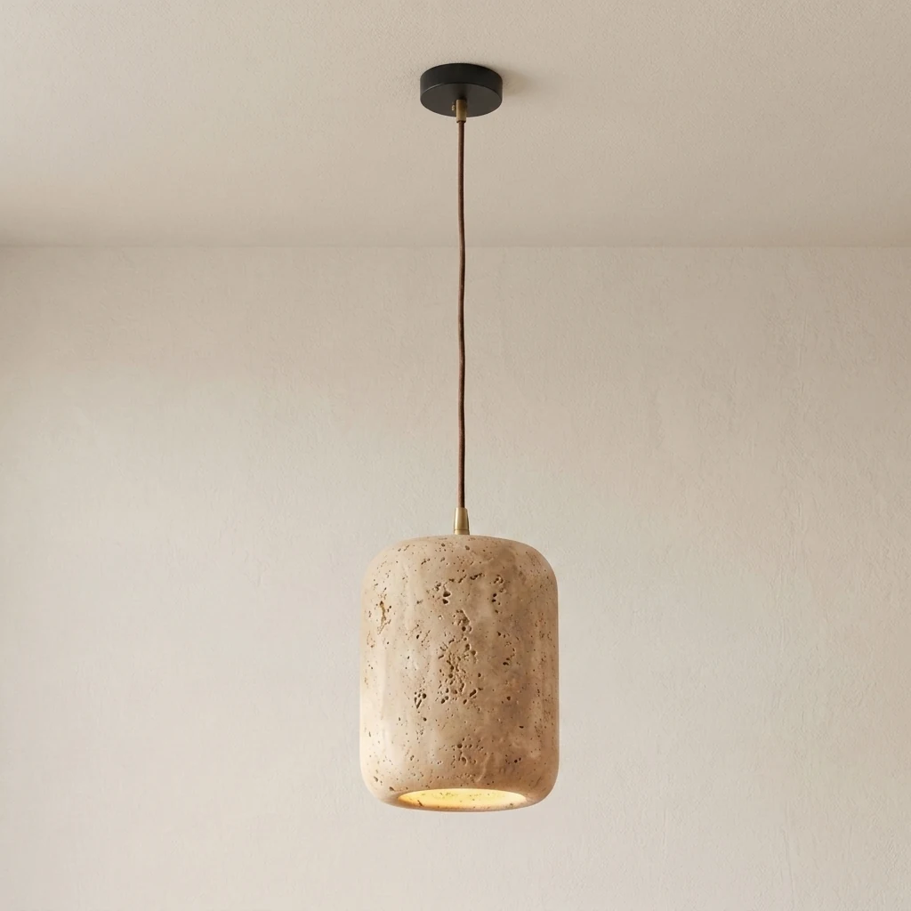 Travertine Geometric Pendant Light detail