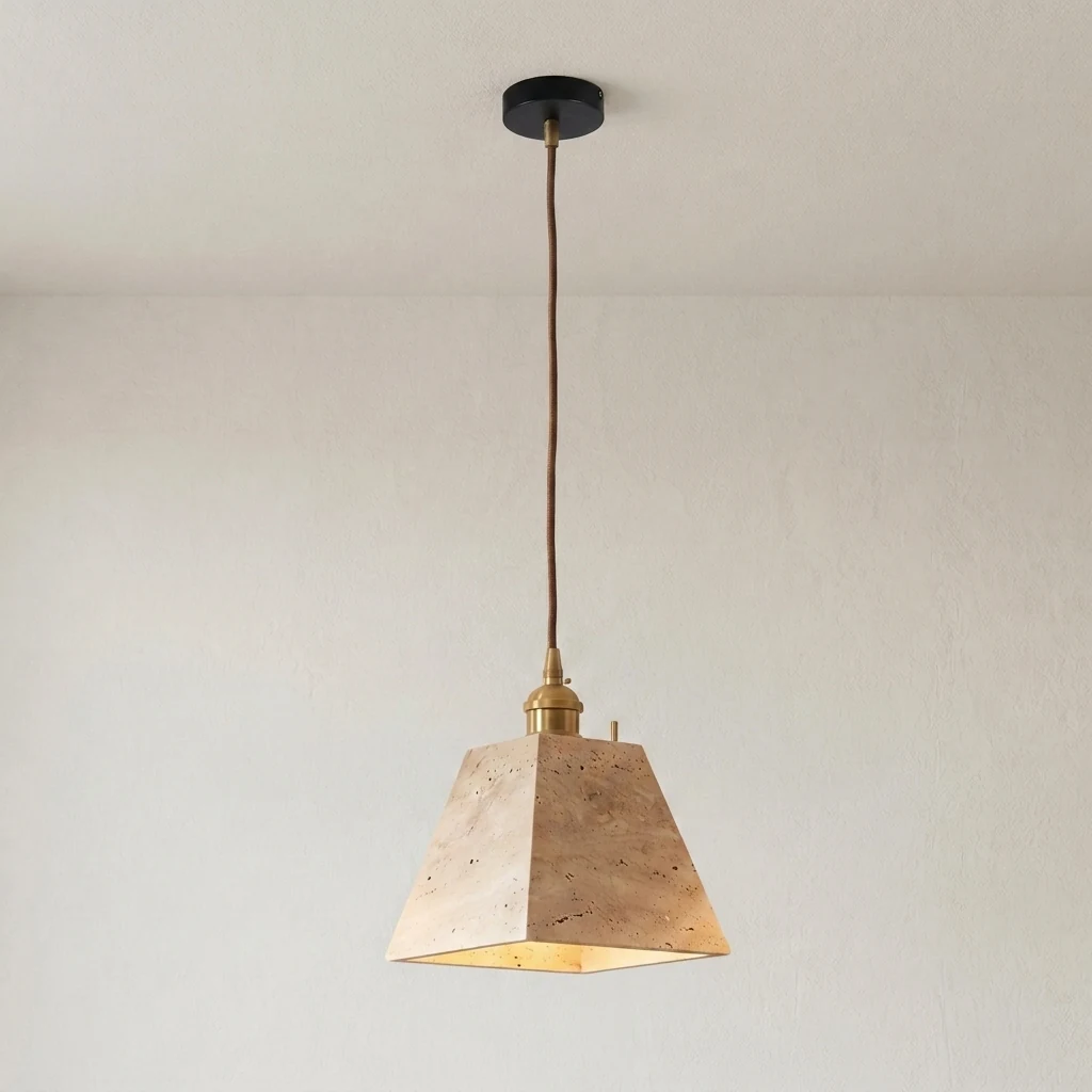 Travertine Geometric Pendant Light detail