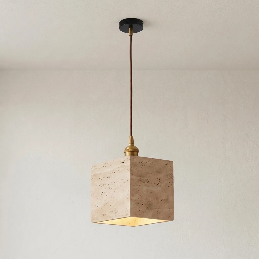 Travertine Geometric Pendant Light detail