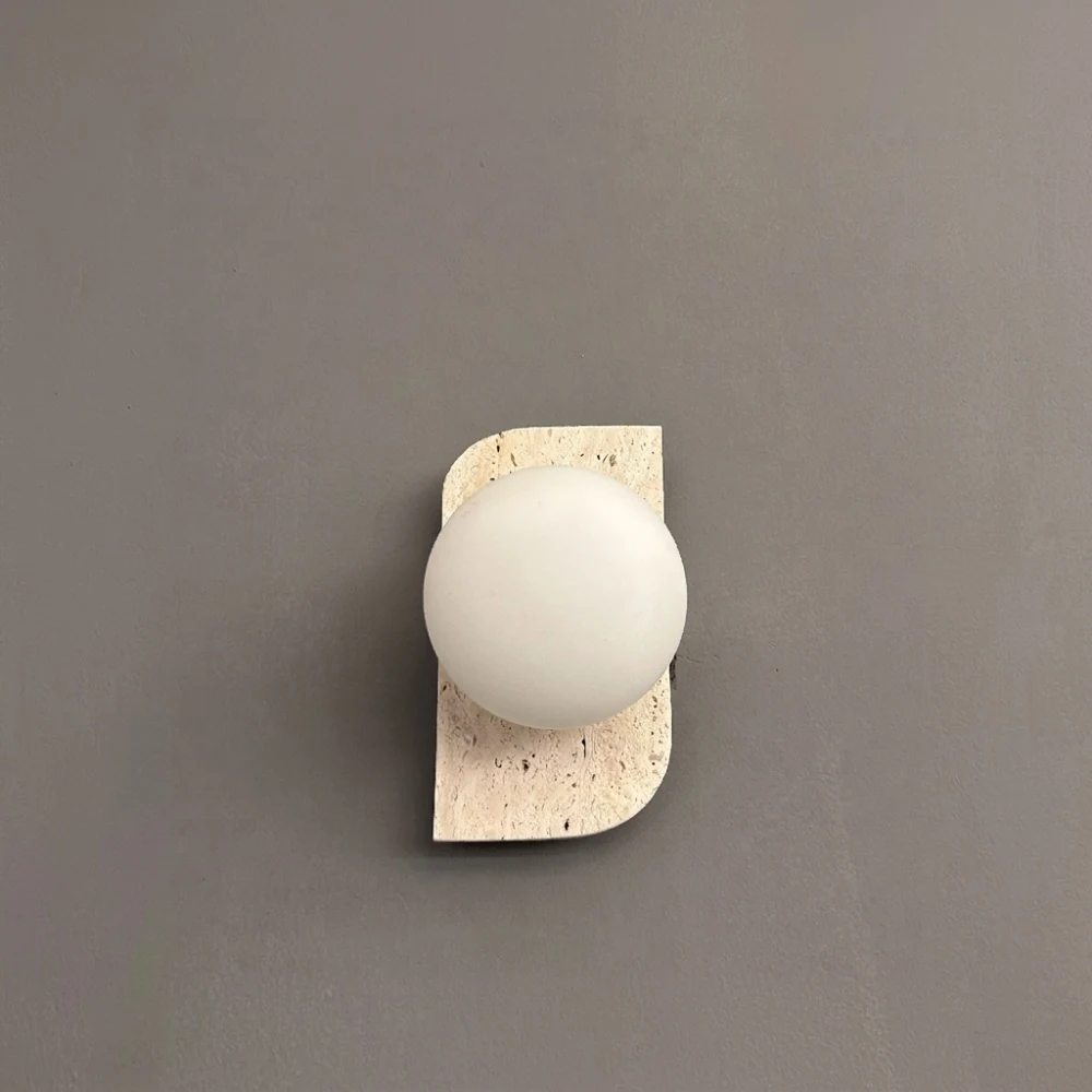 Travertine Globe Wall Lamp detail