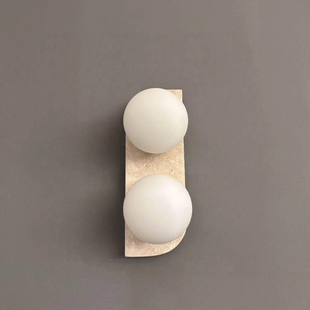 Travertine Globe Wall Lamp detail