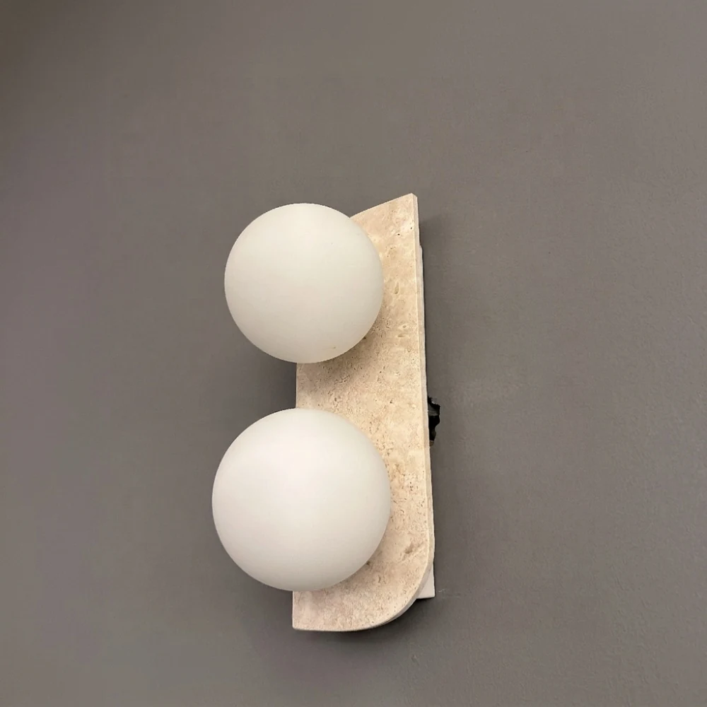Travertine Globe Wall Lamp detail