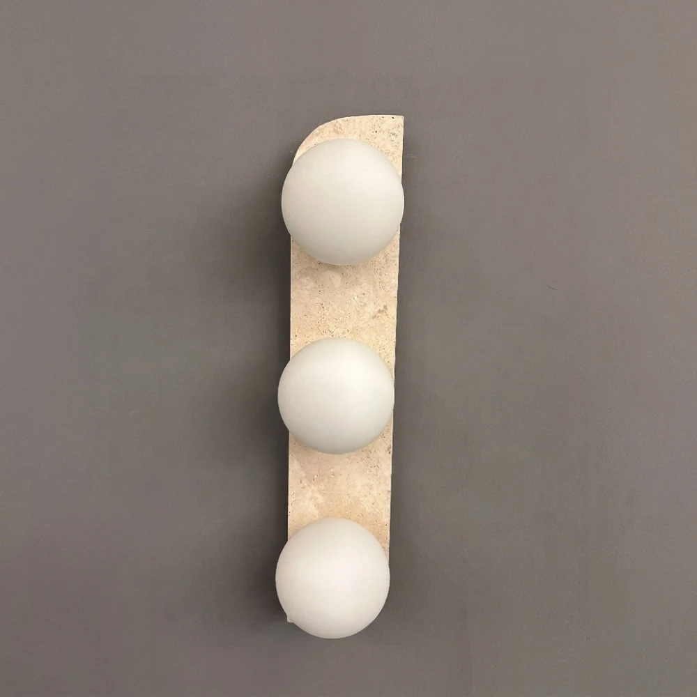 Travertine Globe Wall Lamp detail