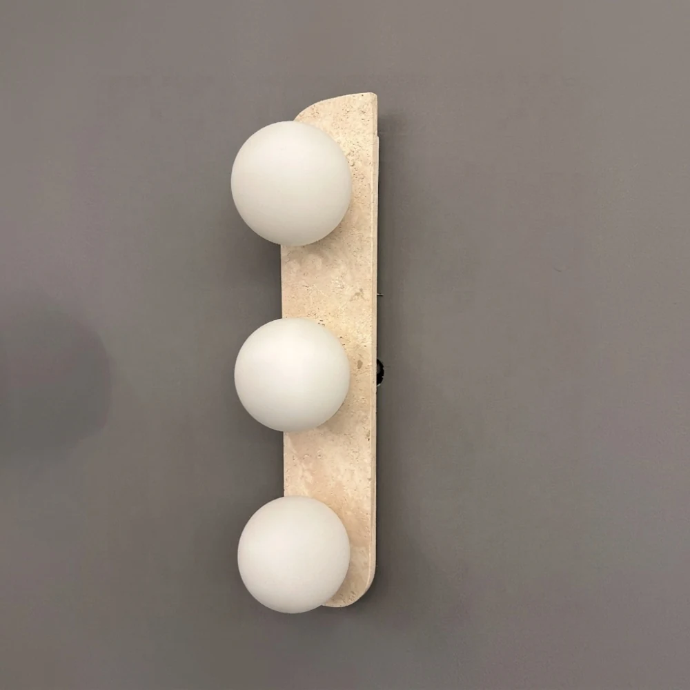 Travertine Globe Wall Lamp detail