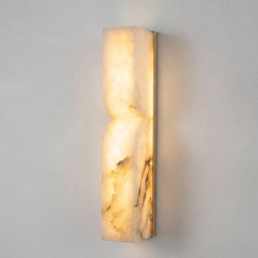 Vertical Alabaster Fluted Wall Sconce