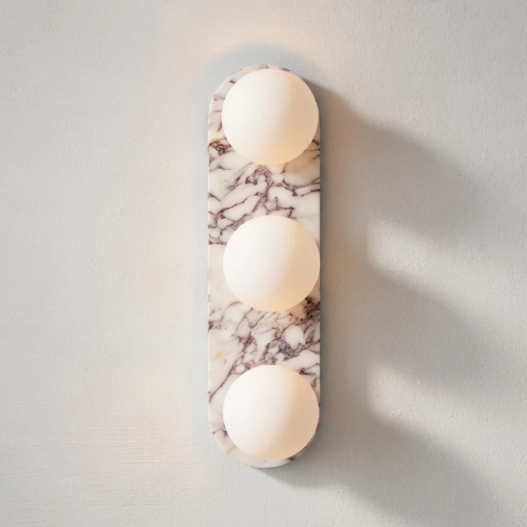 Vertical Oval Stone Plate with 123 Spheres detail