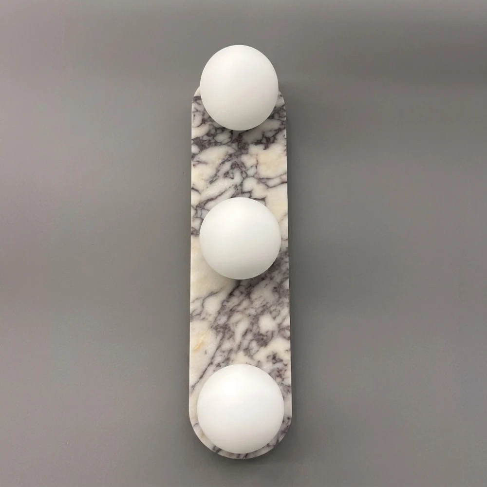 Vertical Oval Stone Plate with 123 Spheres detail