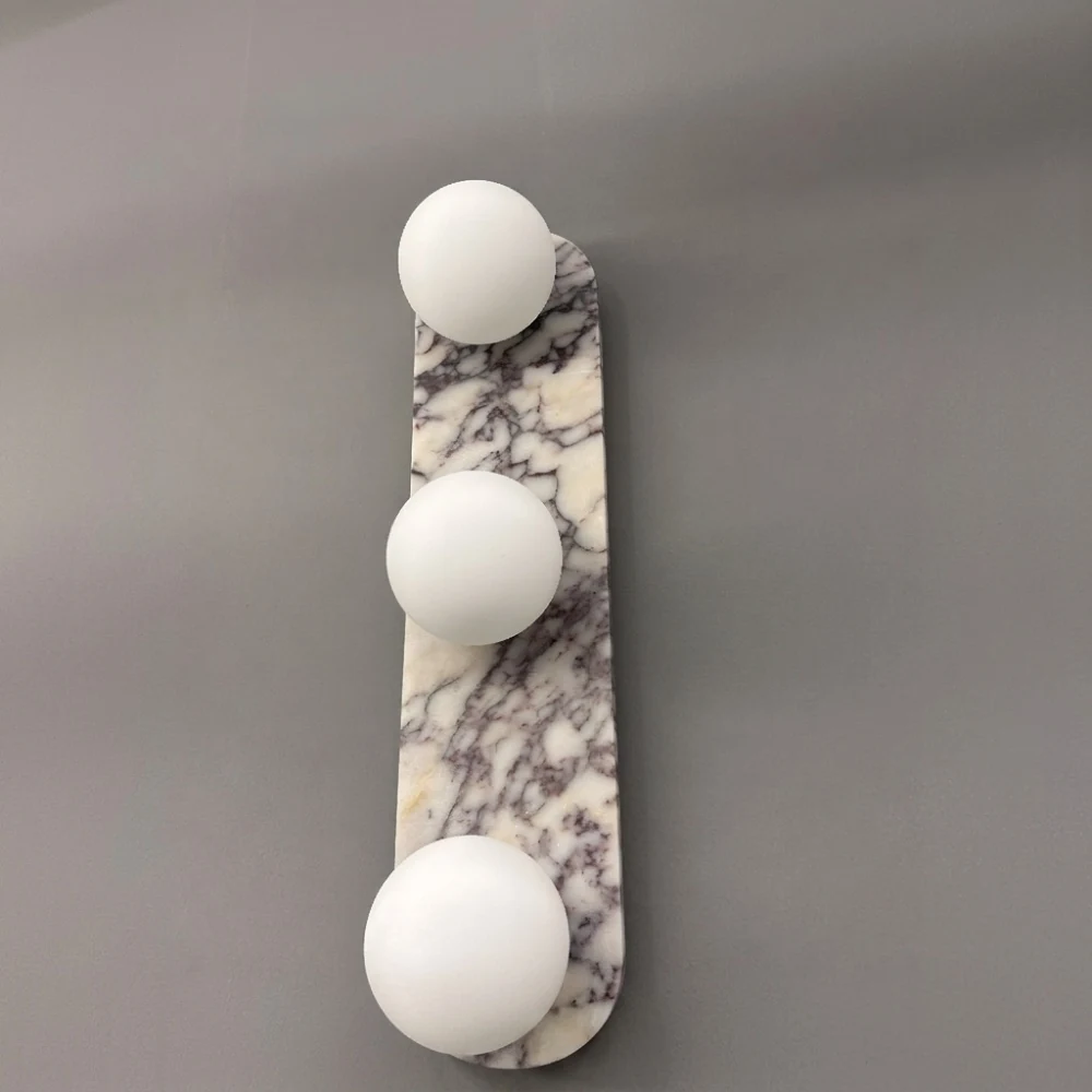 Vertical Oval Stone Plate with 123 Spheres detail