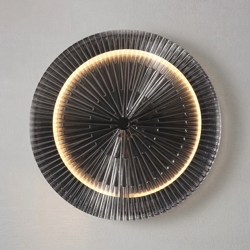 Vintage Pleated Glass Halo Wall Light detail