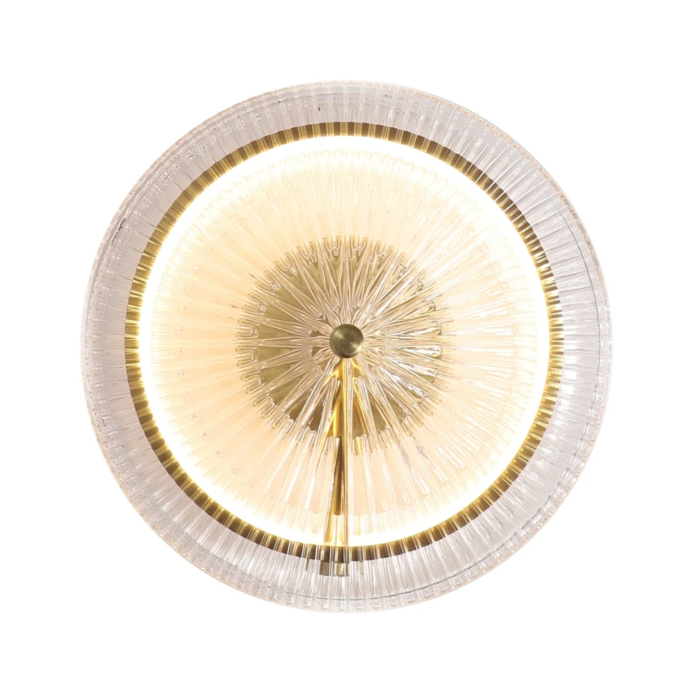 Vintage Pleated Glass Halo Wall Light detail