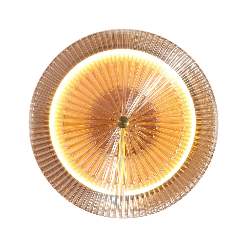 Vintage Pleated Glass Halo Wall Light detail