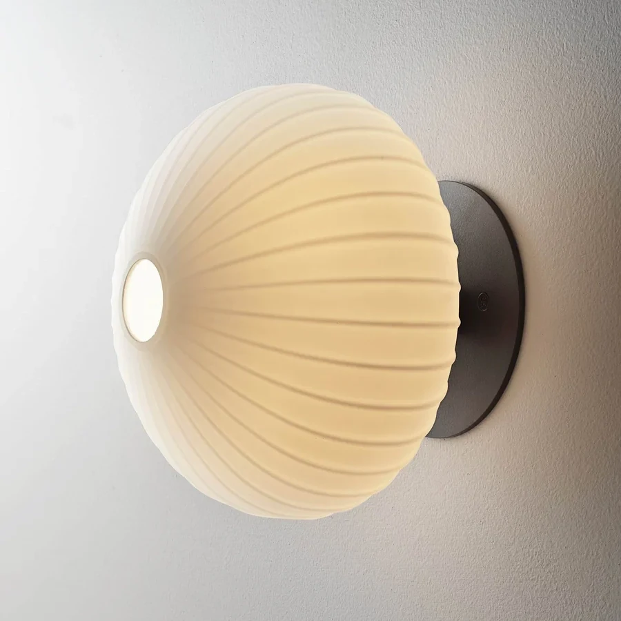 Vintage Pleated Globe Wall Sconce detail