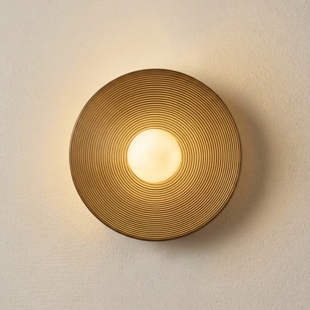 Vintage Ribbed Disc Backlit Wall Light