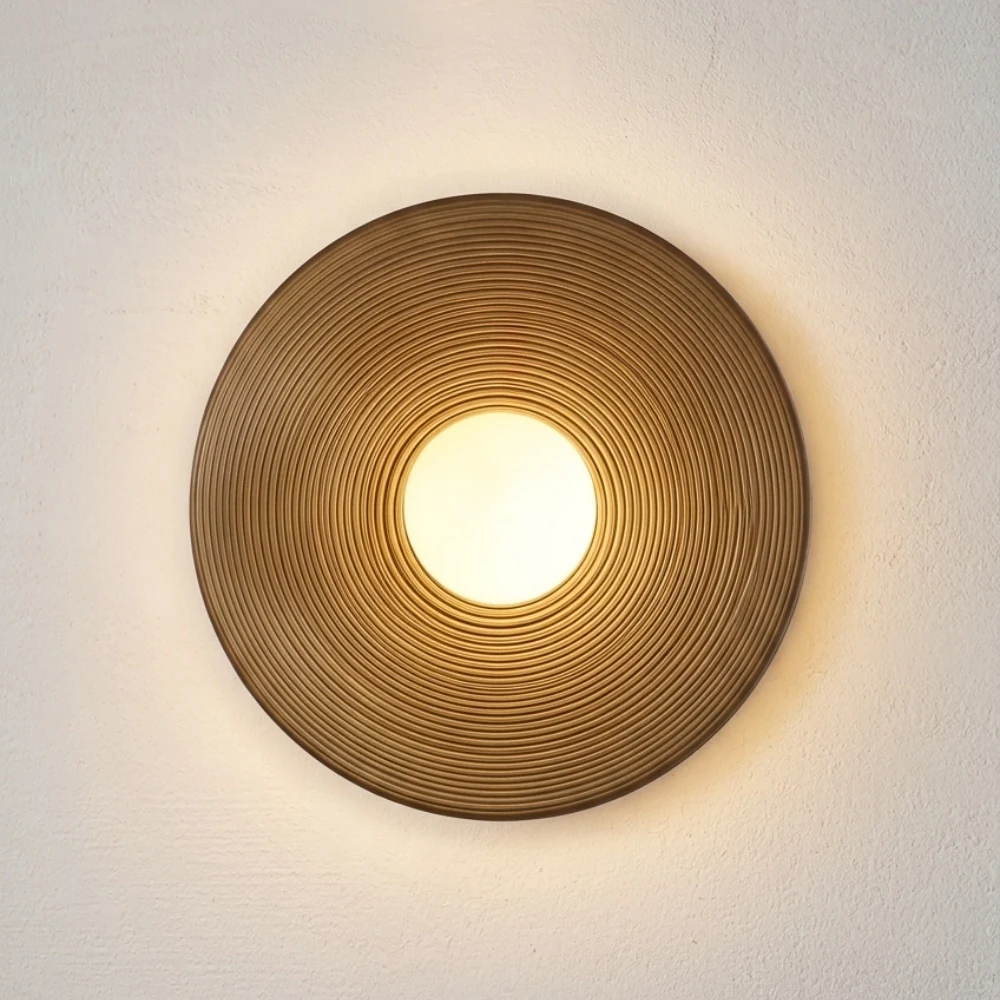 Vintage Ribbed Disc Backlit Wall Light detail