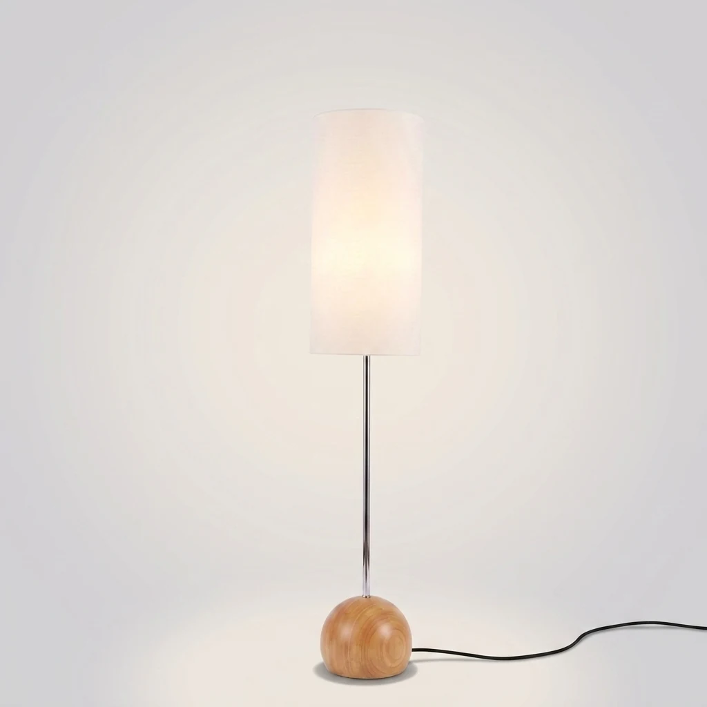 Wooden Sphere Base Floor Lamp