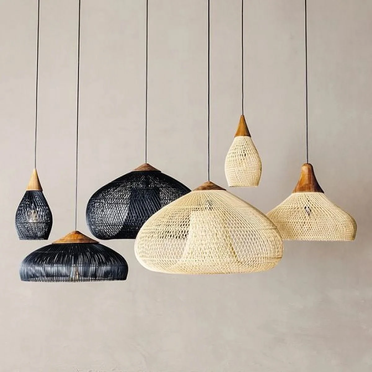Woven Rattan Cone Pendant Light