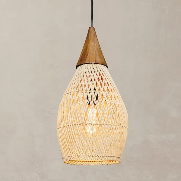 Woven Rattan Cone Pendant Light detail