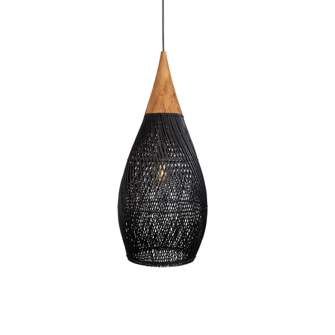 Woven Rattan Cone Pendant Light detail