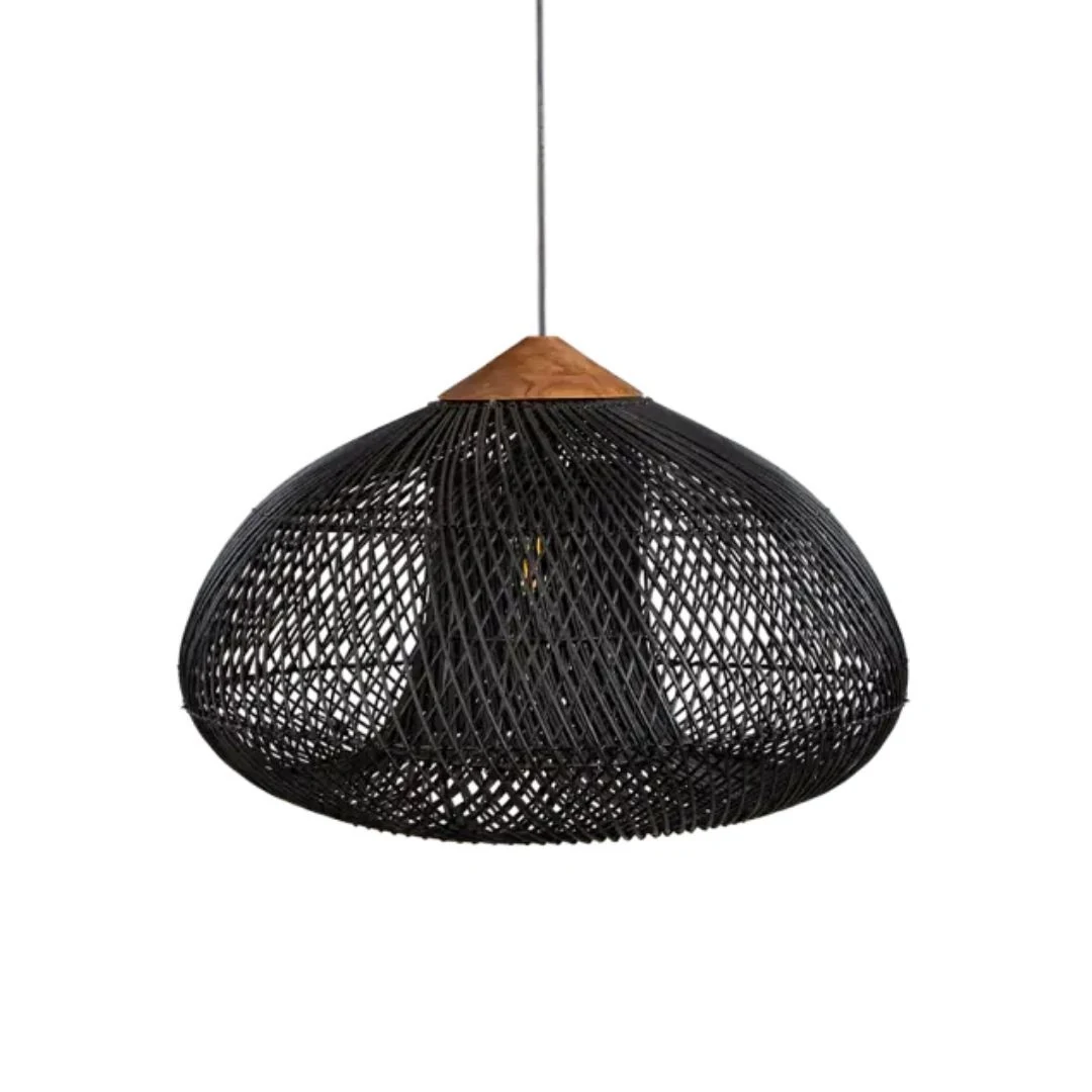 Woven Rattan Cone Pendant Light detail