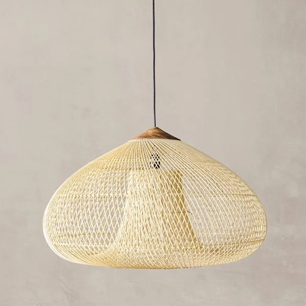 Woven Rattan Cone Pendant Light detail