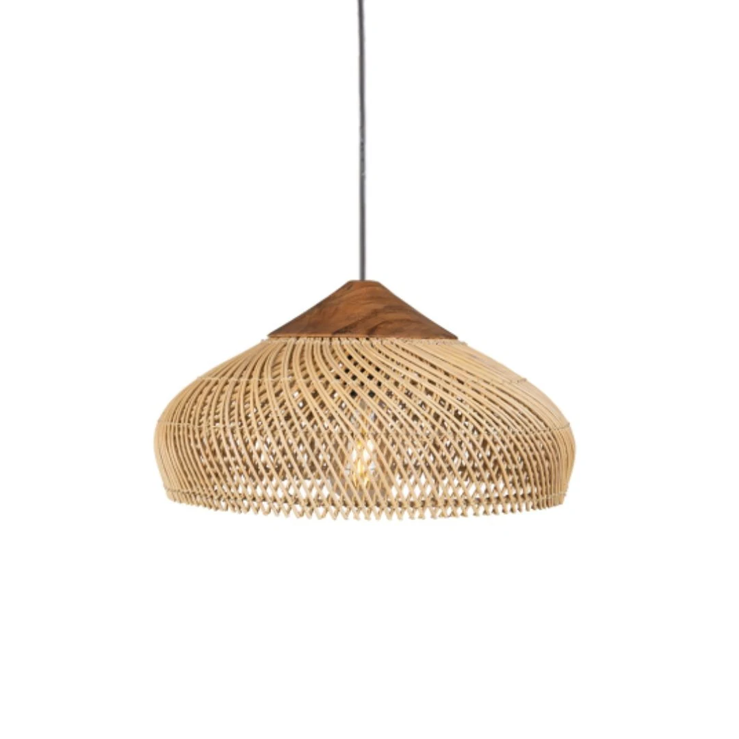 Woven Rattan Cone Pendant Light detail
