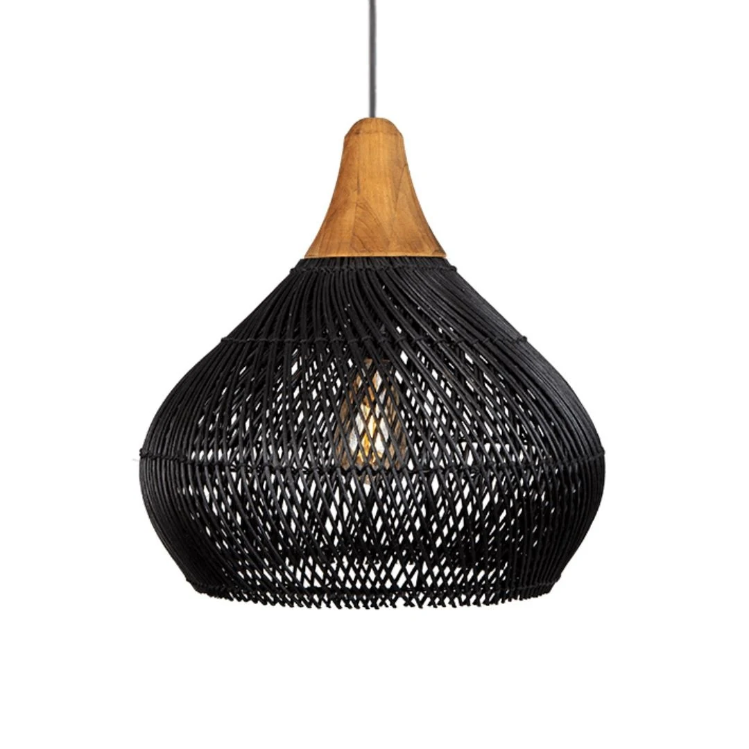 Woven Rattan Cone Pendant Light detail