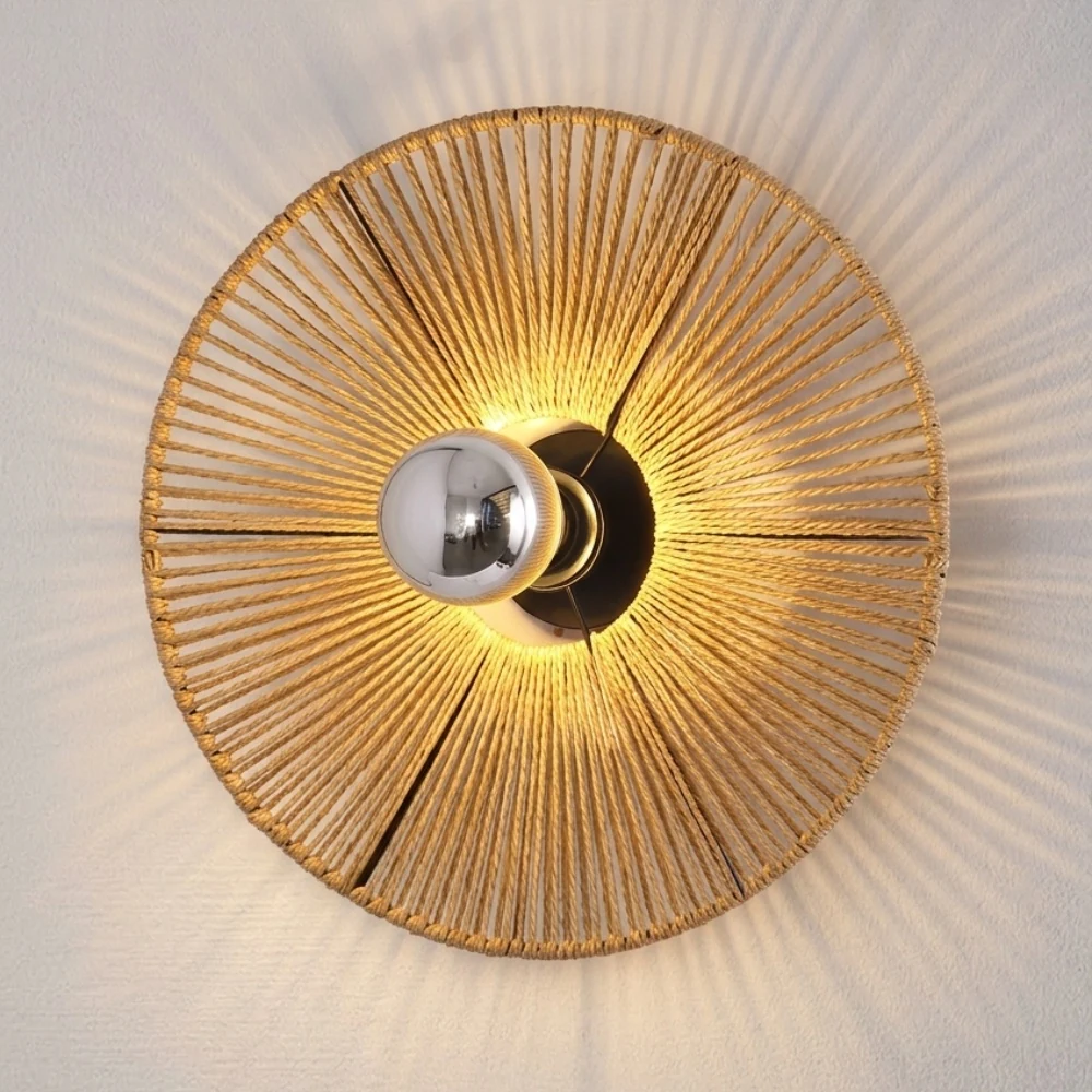 Woven Rattan Disc Wall Sconce