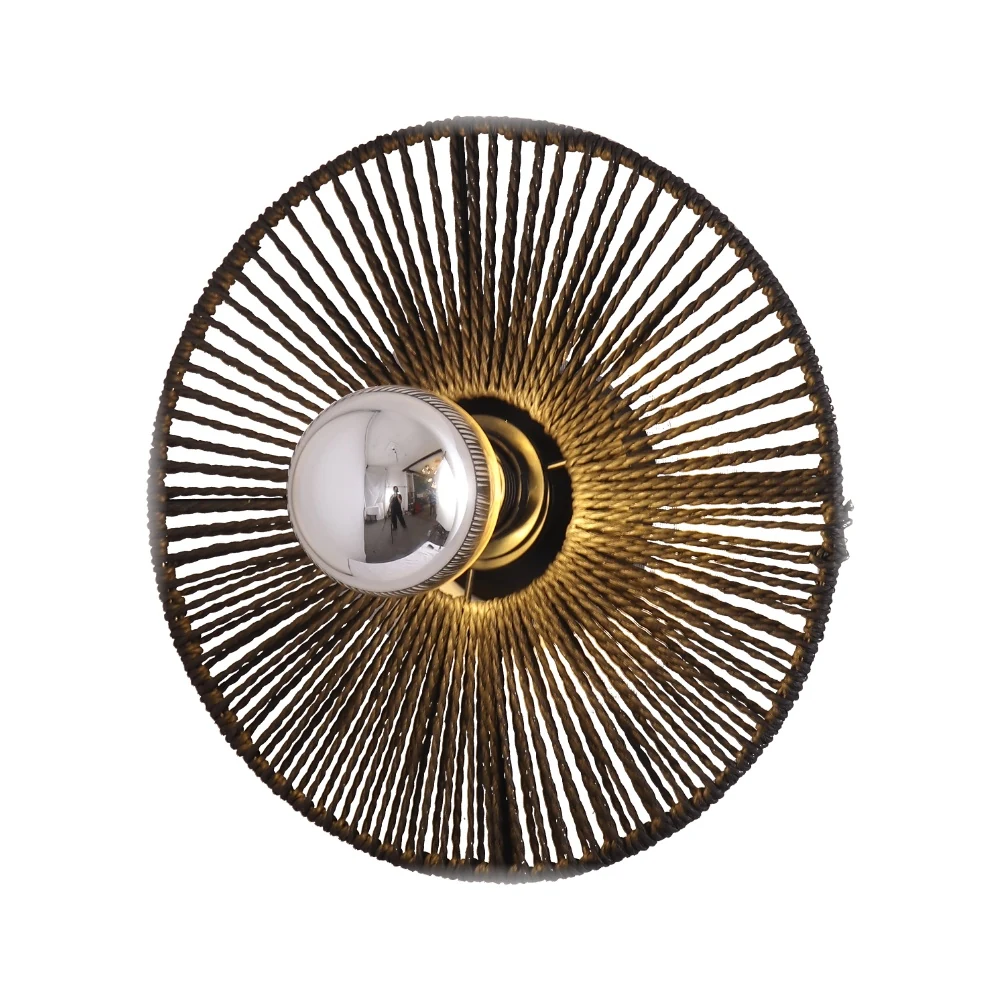 Woven Rattan Disc Wall Sconce detail