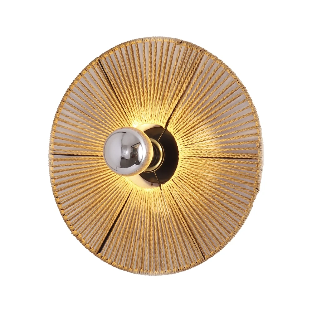 Woven Rattan Disc Wall Sconce detail