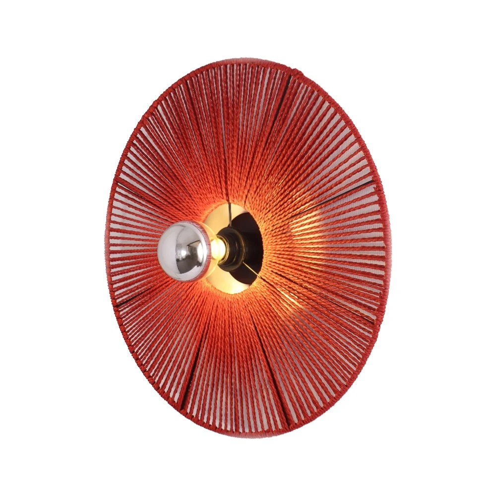 Woven Rattan Disc Wall Sconce detail