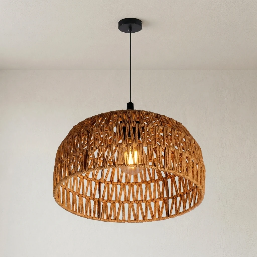 Woven Rattan Pendant Light detail