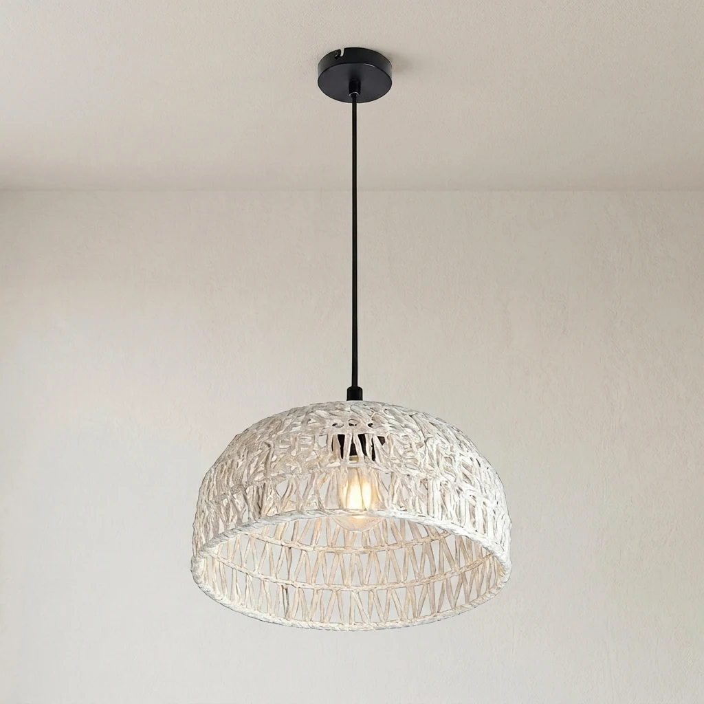 Woven Rattan Pendant Light detail