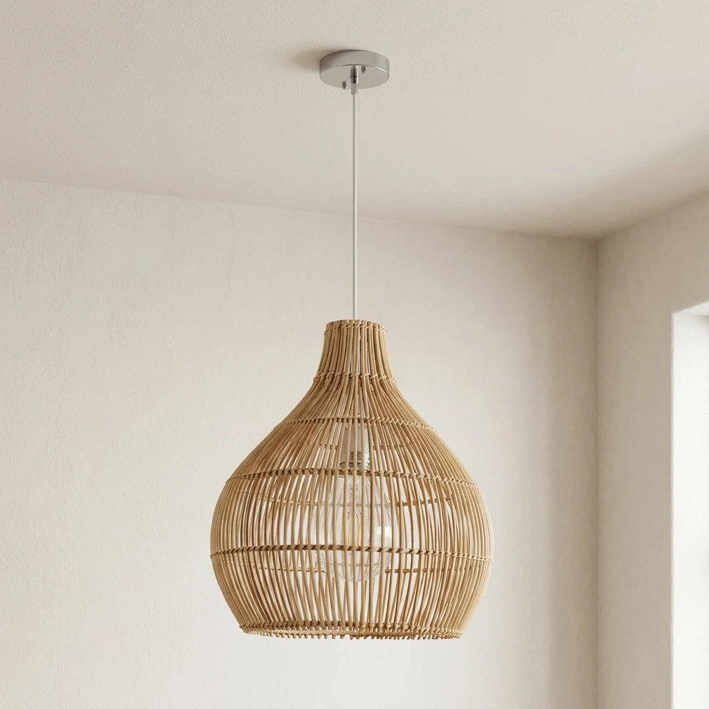 Woven Rattan Pendant Light detail