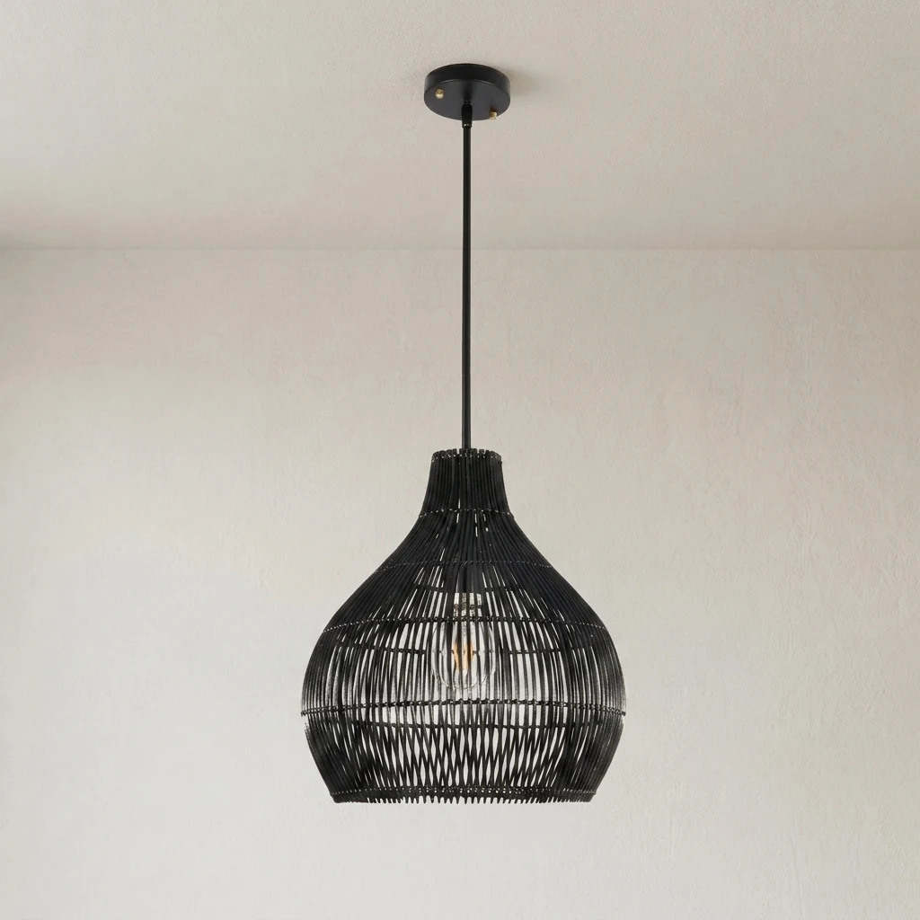 Woven Rattan Pendant Light detail